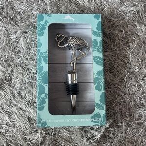 NWT Tommy Bahama Silver Flamingo Bottle / Wine Stopper